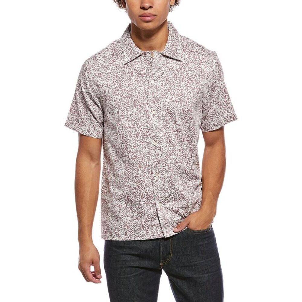 John Varvatos Mens  Danny Camp Shirt, Red